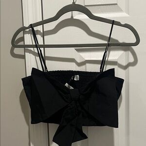 H&M Black Crop Top with Bow Detail